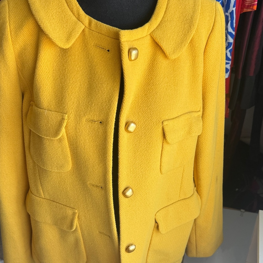 J. Crew Women's Gold Button Yellow Blazer